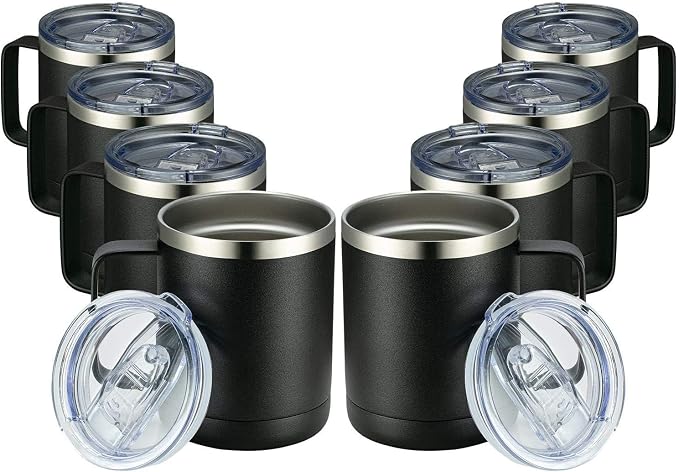 MEWAY 12oz Coffee Mug With Handle 8 Pack Bulk, Stainless Steel Insulated Travel
