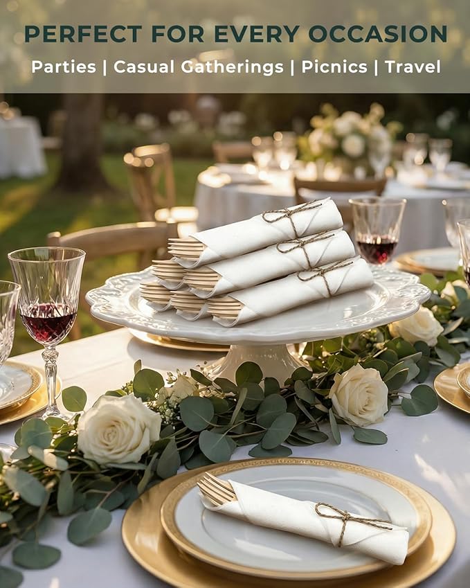 Pre Rolled Bamboo Silverware Set
