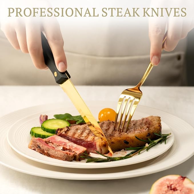 Astercook Silverware Set 48-Piece Gold Flatware Set