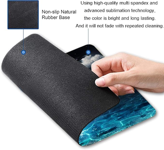 Moon Illuminating The Clear Blue Ocean Design Mouse Pad, Mouse Mat Square