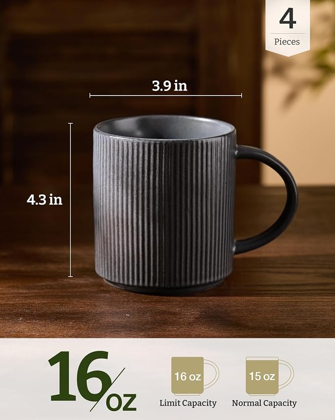 famiware Coffee Mug Set for 4, Star 16 oz Catering Mugs Cup Set