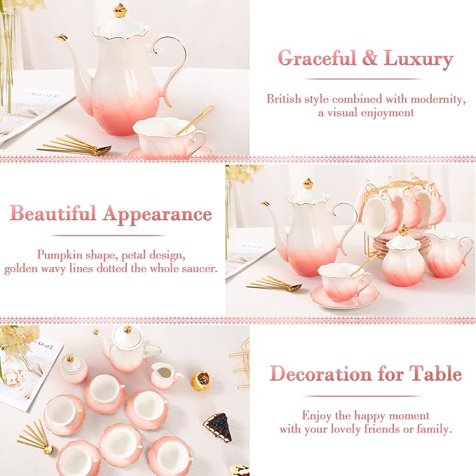 DUJUST 22 pcs Porcelain Tea Set