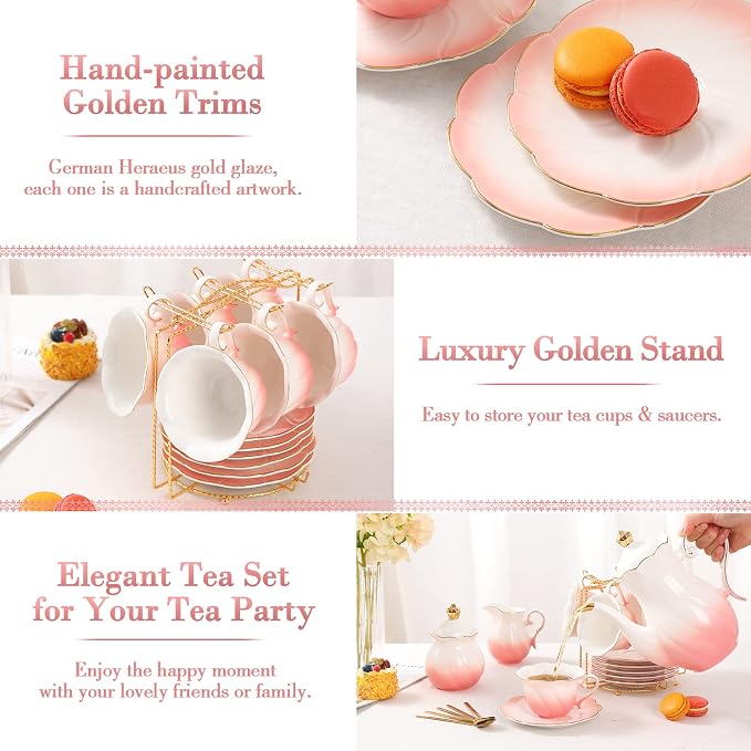 DUJUST 22 pcs Porcelain Tea Set