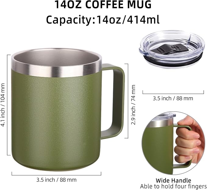 Volhoply 14oz Insulated Stainless Steel Coffee Mug