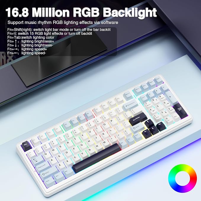 AULA F99 Wireless Mechanical Keyboard, Hot Swappable Custom Keyboard, Pre-lubed