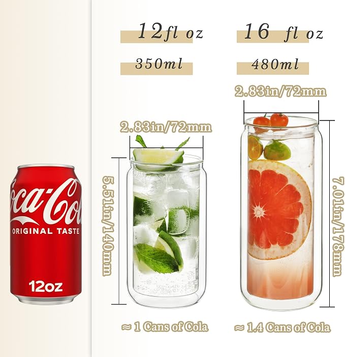 LIBWYS Double Wall Drinking Glass Cups