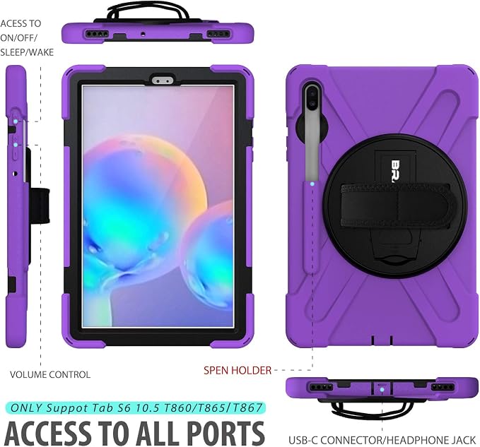 BRAECN Case for Galaxy Tab S6 10.5 2019, Hybrid Heavy Duty Shockproof Case