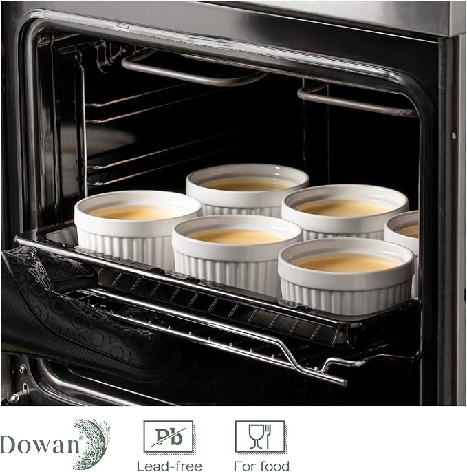 DOWAN Ramekins 12 oz Oven Safe, Creme Brulee Ramekin Souffle Dishes