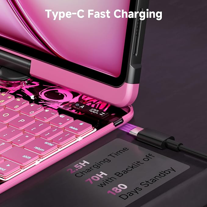 iPad Keyboard Case for iPad 10th Gen & 11th, Magic Wireless Keyboard