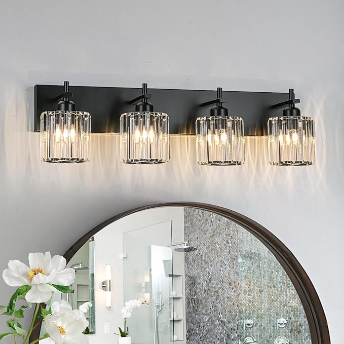 Black Crystal Bathroom Vanity Lights