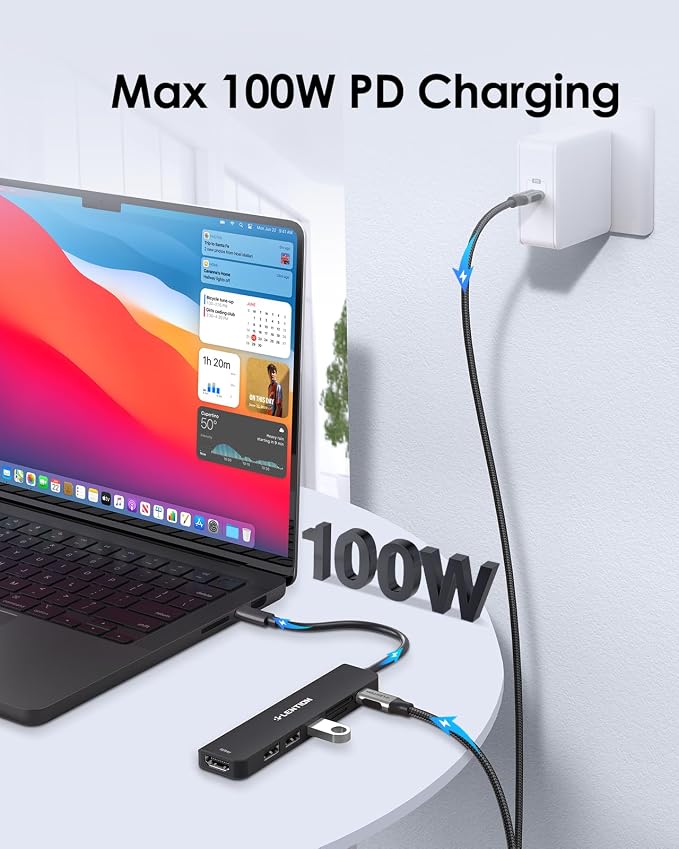 LENTION USB C Hub with 100W Charging, 4K@60Hz HDMI, Dual Card Reader, USB 3.0 &
