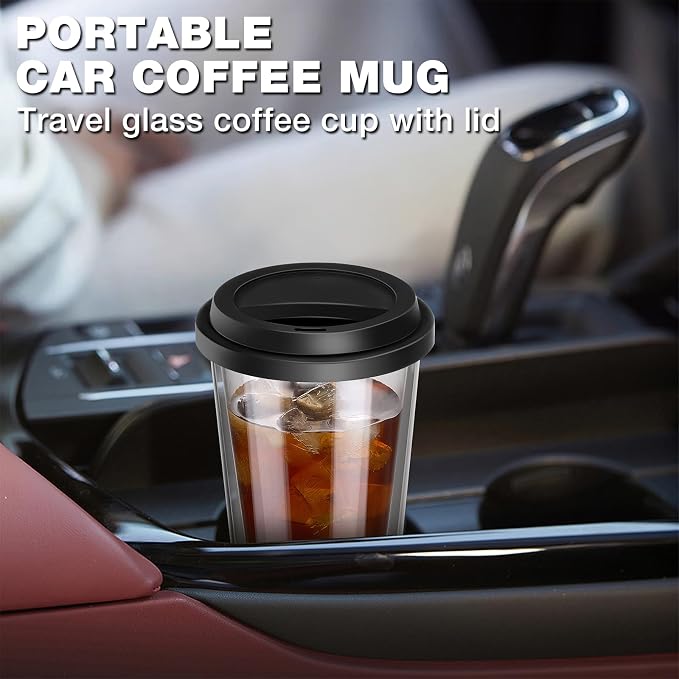 Qipecedm® 2 Packs Double Walled Glass Coffee Mugs