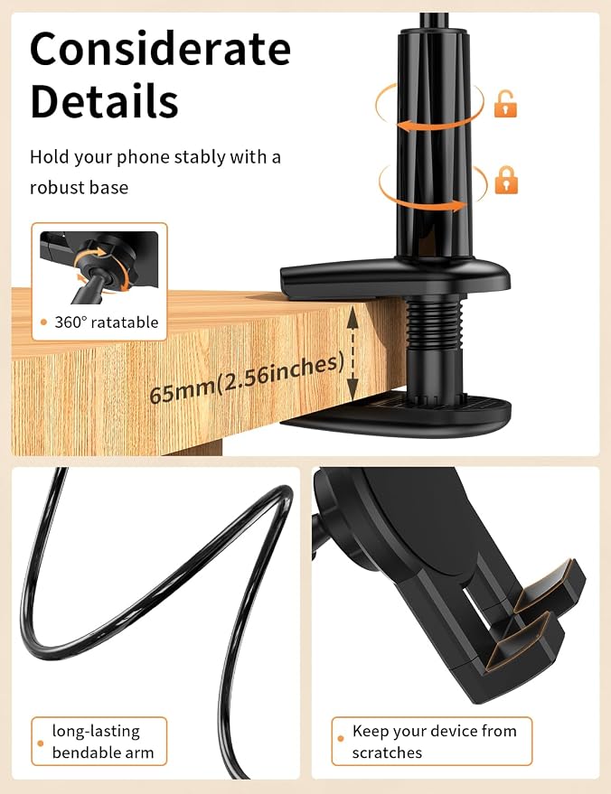 Tablet Stand, Kindle Holder for Reading in Bed, Phone Holder for Bed Desk