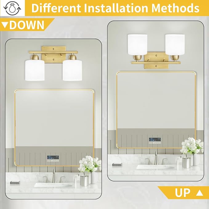 2 Light Bathroom Vanity, Bathroom Lights Over Mirror