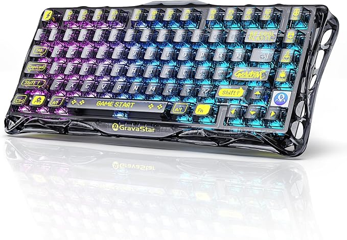 GravaStar Mercury K1 Lite 75% Gaming Keyboard, 2.4GHz/BT/Wired Tri-Mode