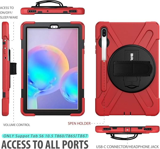 BRAECN for Galaxy Tab S6 Case, Three Layers Heavy Duty Shockproof Case