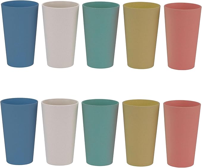 Wheat Straw Unbreakable Cup | 20 oz Reusable Water Drinking Glasses Sets of 10