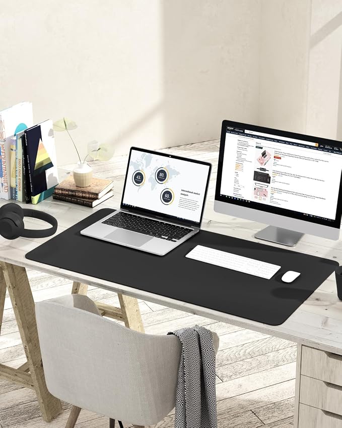 YSAGi Non-Slip Leather Desk Pad L Size, Waterproof Laptop Computer Desk