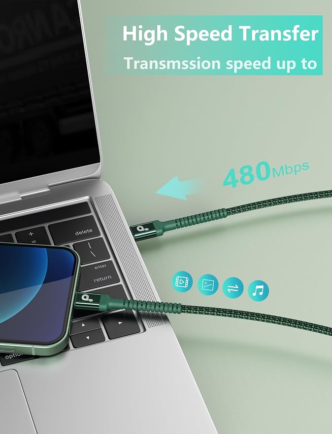 USB C Cable Fast Charging 10FT, iPhone 16 15 Charger Long Type C Nylon Braided