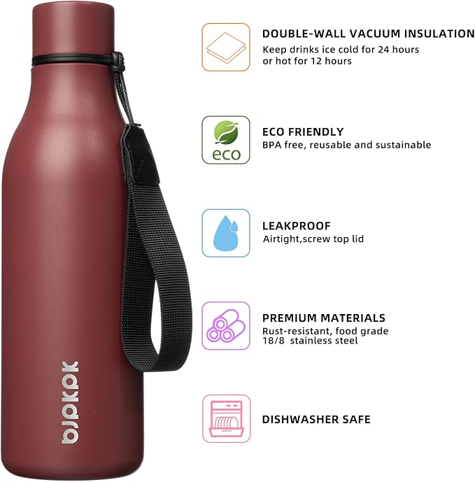 BJPKPK 18oz Insulated Water Bottle, Stainless Steel Bottle