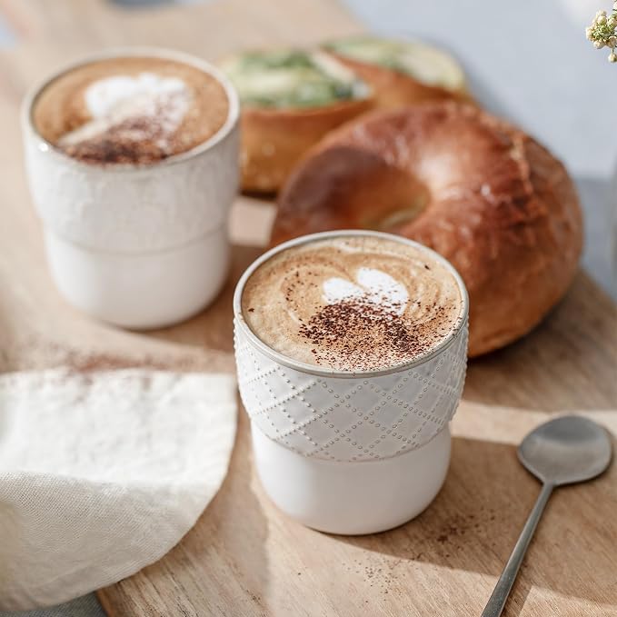 Espresso Cups Set of 2, 4oz Espresso Shot Cups, Mini Coffee Mugs Farmhouse Decor