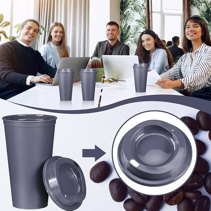 Domensi 15 Pack Reusable Plastic Coffee Cups