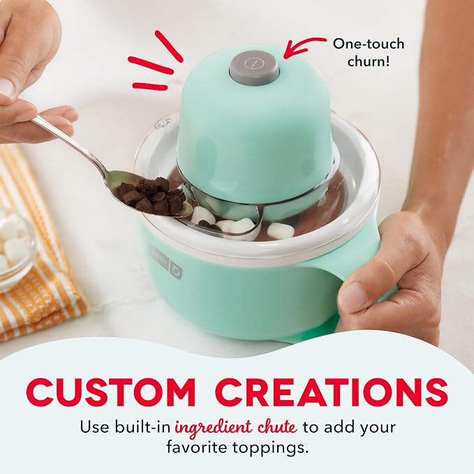 Dash My Mug Ice Cream Maker Bundle, 2 Half-Pint Freezer Mugs, Aqua | Electric