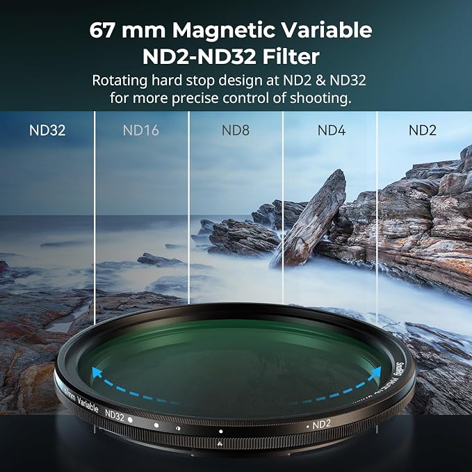 SmallRig 5-in-1 Magnetic 67mm Lens Filter Kit: VND + CPL + Black Mist 1/4 +