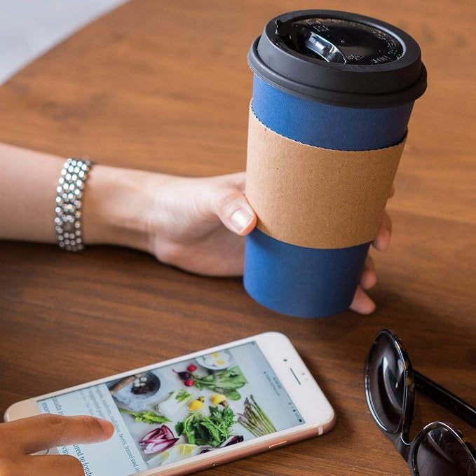 Disposable Coffee Cups With Lids - 16 oz To Go Coffee Cups With Sleeves and