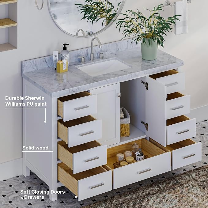 Cambridge 55" White Bathroom Vanity