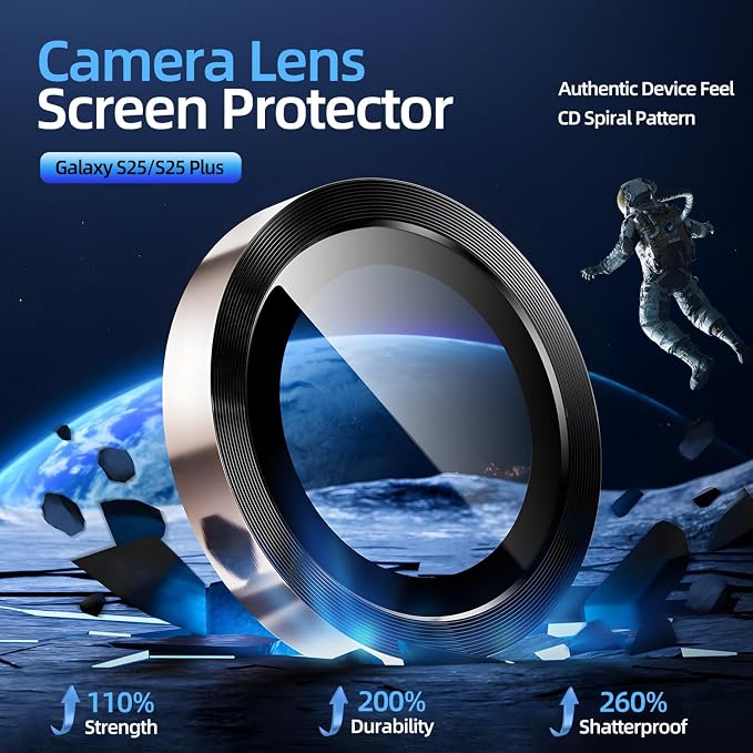 X-it Camera Lens Protector for Samsung S25 Plus, 9H Tempered Glass, Independent