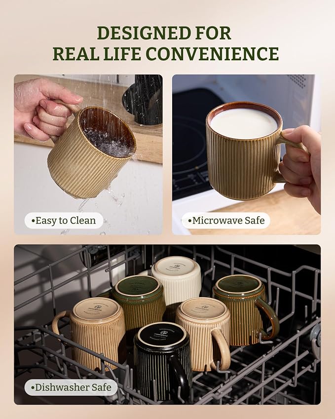 famiware Coffee Mug Set for 6, Star 12 oz Catering Mugs Cup Set