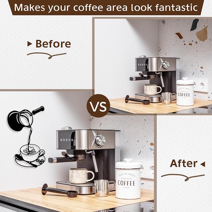 Oubasa Metal Pour Coffee Cup Wall Decor, Minimalist Cafe Themed