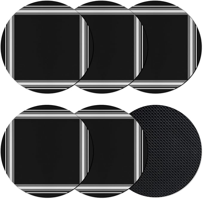 Black Grid Coasters Set of 6 Absorbent Coasters