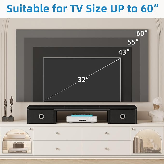 45" Large TV Riser with Fabric Drawers