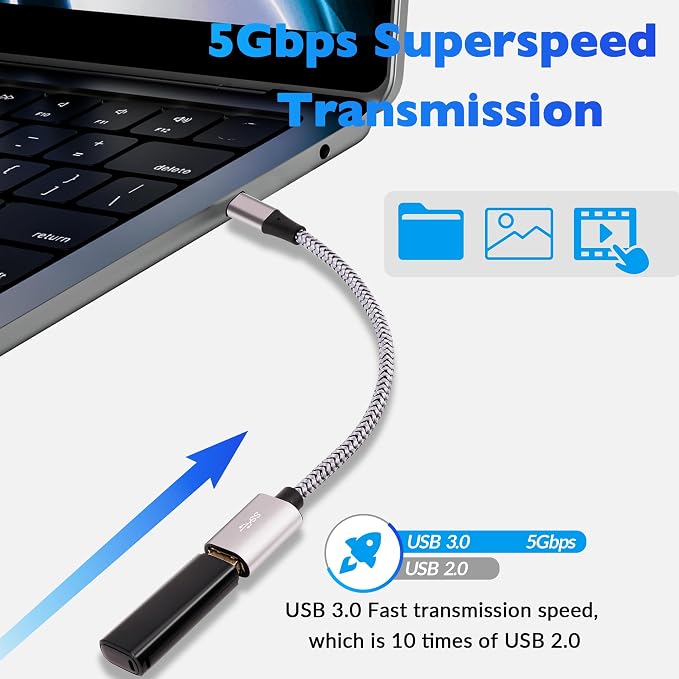 USB-C to USB 3.0 Adapter 4 Pack, Nylon Braided Type-C 3.1 OTG Cable USB C Male