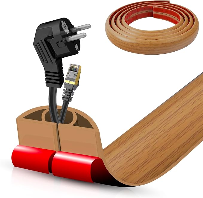 Floor Cord Cover Self Adhesive Cord Hider, 20FT Cable Management, Extension