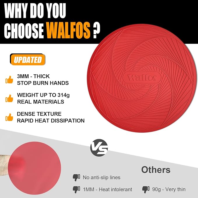 Walfos 12 10 Inch Silicone Microwave Mats, Microwave Splatter Cover