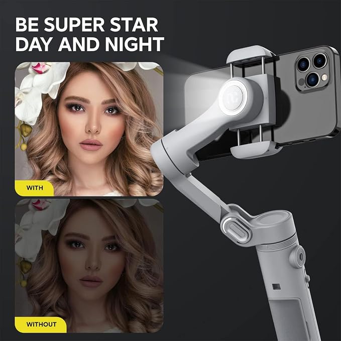Gimbal Stabilizer for Smartphone w/LED Light Face Tracking Inception Timelapse