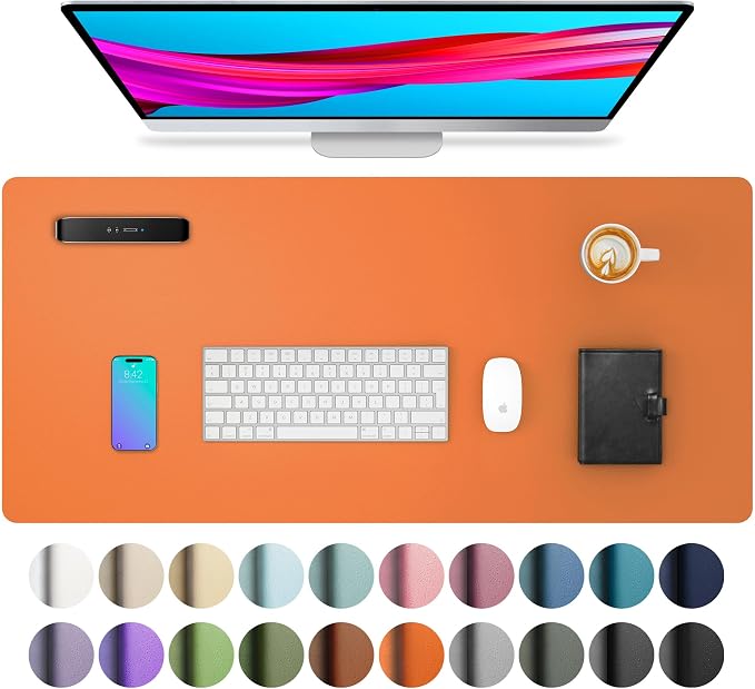 Aothia Leather Desk Pad Protector, Mouse Pad, Office Desk Mat, Non-Slip PU