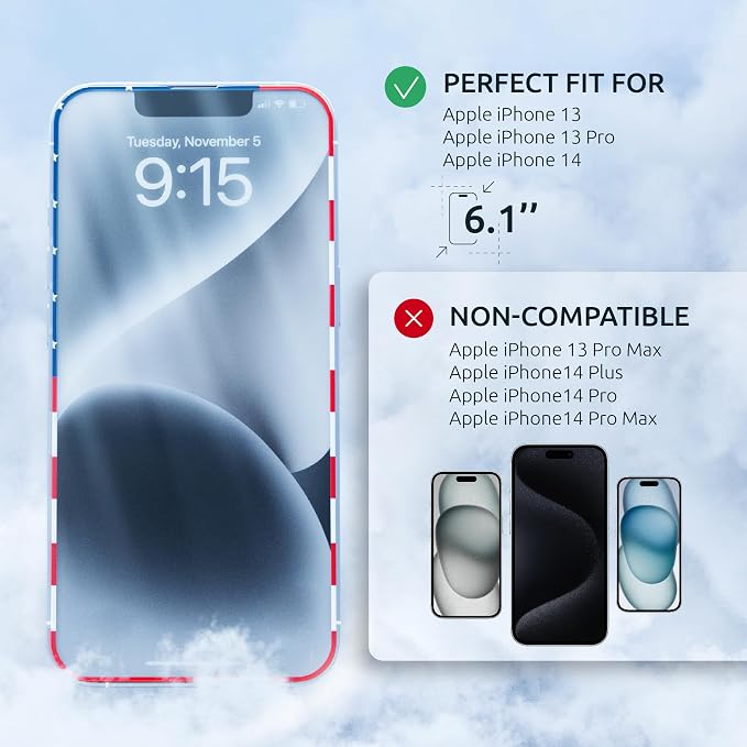 Screen Protector for iPhone 16e/14/13Pro/13-2 Pack