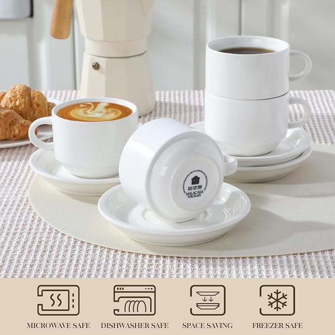 MALACASA 8 OZ Porcelain Espresso Cups