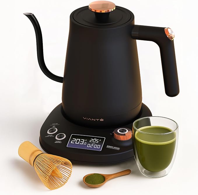 Viante Electric Gooseneck Kettle 0.8L, Pour Over Coffee & Tea, Temp Control |