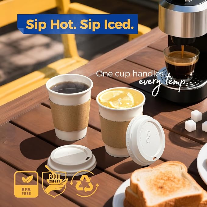 Fit Meal Prep 50 Pack 12 oz Disposable Coffee Cups