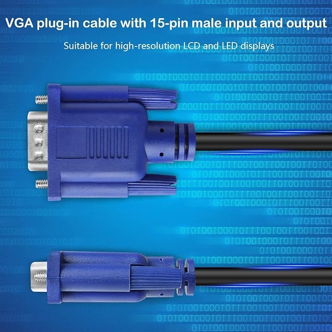 PASOW VGA to VGA Monitor Cable HD15 Male to Male