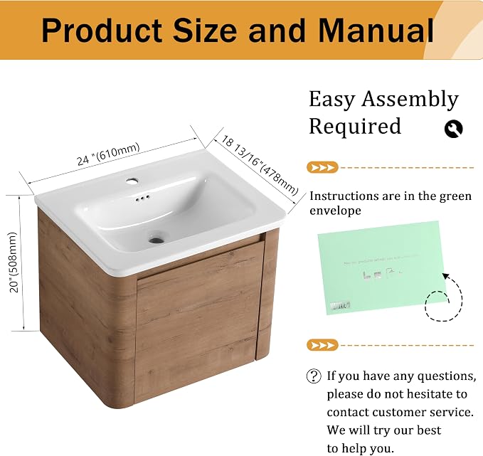 24 Inch Wall-Mounted Vanity
