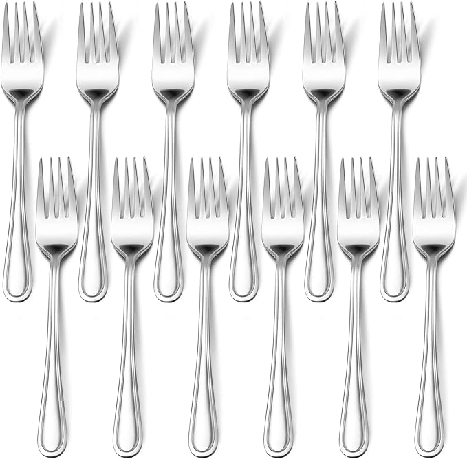 Dinner Forks Set of 12, E-far 7.9 Inch Stainless Steel Forks