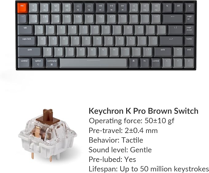 Keychron K2 75% Layout Bluetooth Wireless Mechanical Keyboard K Pro Brown