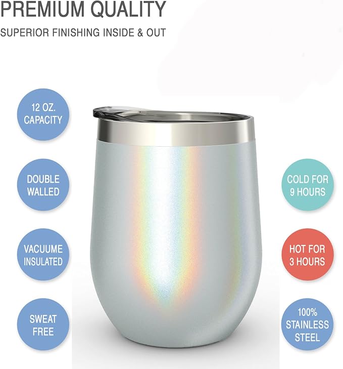 CHILLOUT LIFE 12 oz Stainless Steel Wine Tumblers 2 Pack
