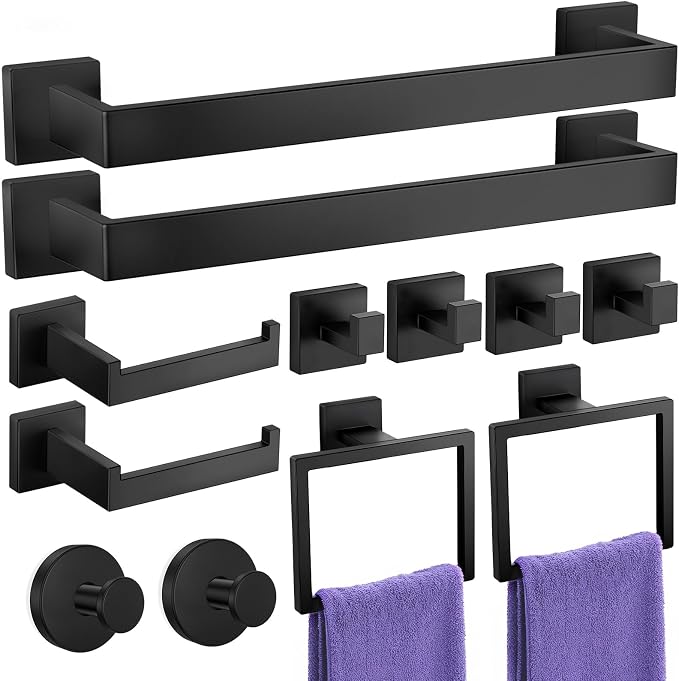 Bathroom Hardware Accessories Set: 12-Pieces Bath Towel Bar Set